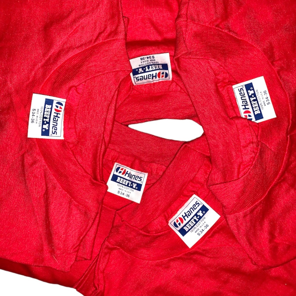 (Deadstock)  Vintage 1980s Hanes Beefy T Blank Pocket T-Shirts
